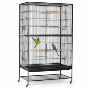 Parrot and rodent cage model A33 with stand and wheels on white background